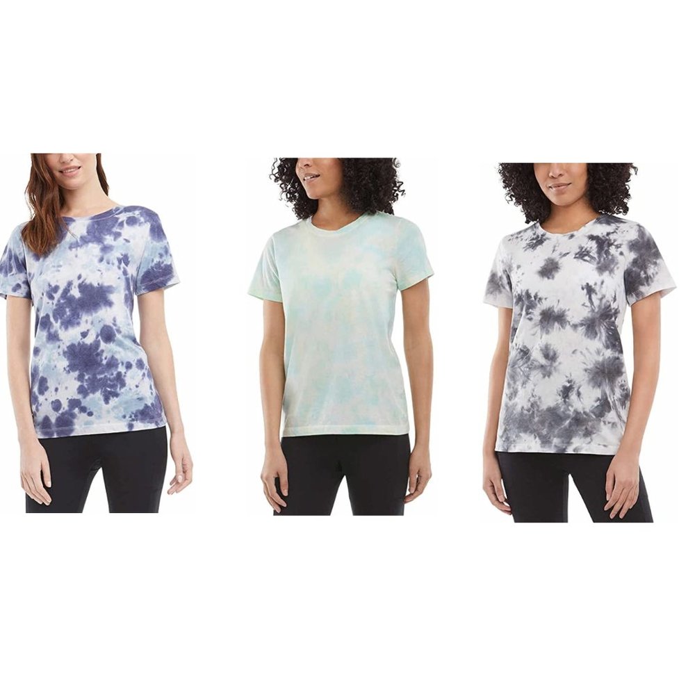 NWoT Danskin Women's Tie Dye Tee Shirt Neptune, Black, Turquoise XS S M L $40